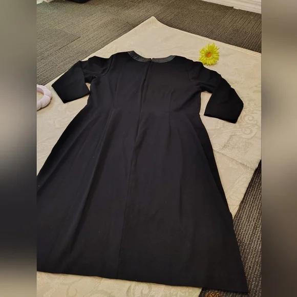 Talbots Black Midi Dress with Button Detail - Picture 3 of 6